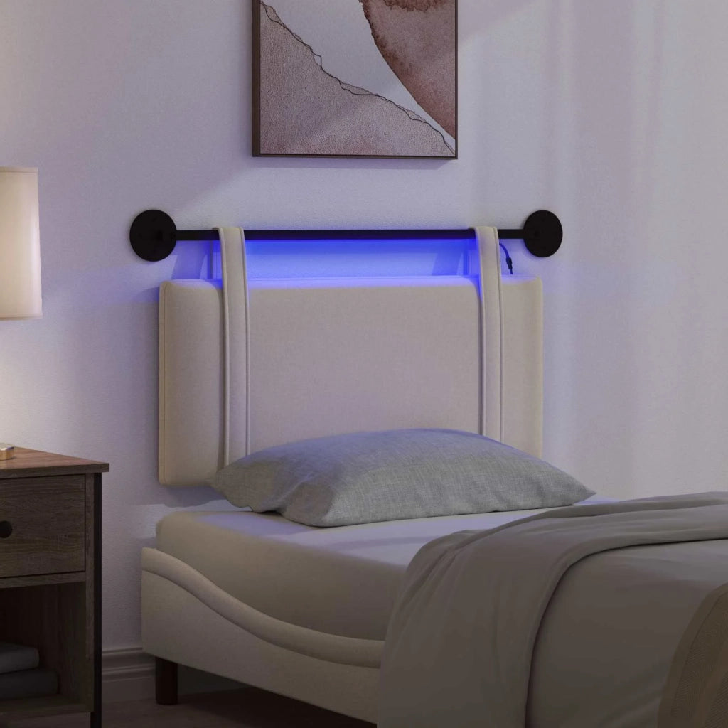 Testiera sospesa Con luce LED Crema Tessuto 3423824