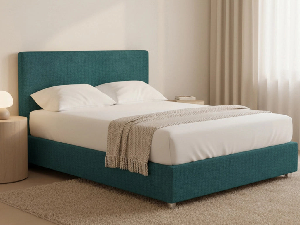 Harlow, Letto Piazza e Mezza Sfoderabile Made in Italy, Verde Petrolio
