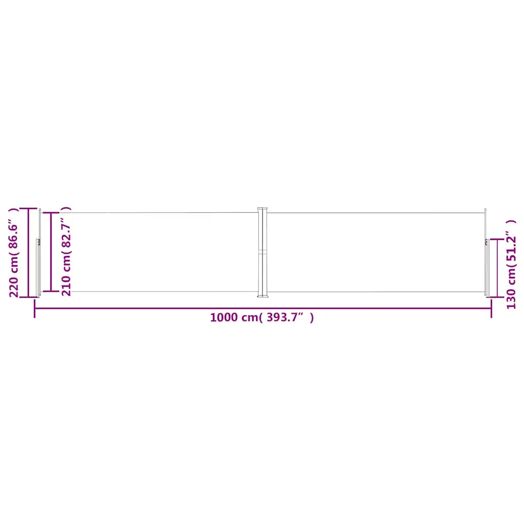 Tenda da Sole Laterale Retrattile Nera 220x1000 cm 318048