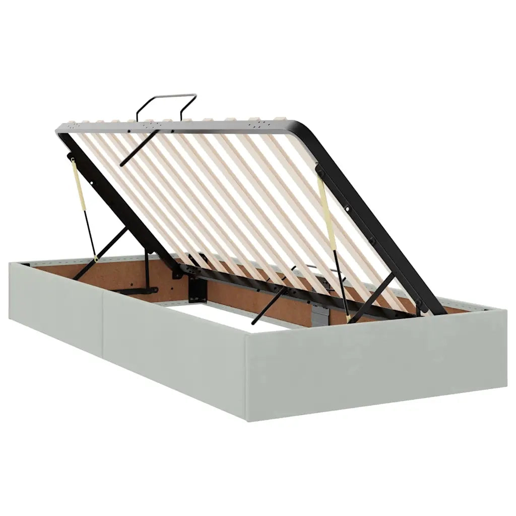 Letto con contenitore e LED Grigio chiaro 90 x 200 cm Velluto