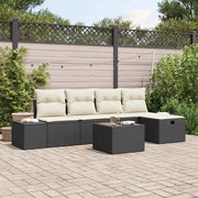 Set Divano da Giardino con cuscino 6 pcs Nero polyrattan 3359366