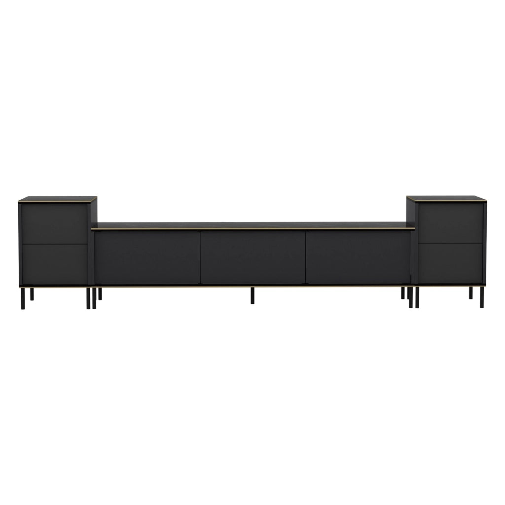 Cortin, Mobile Porta tv 2 Ripiani, 260x35x45h cm Nero Antracite