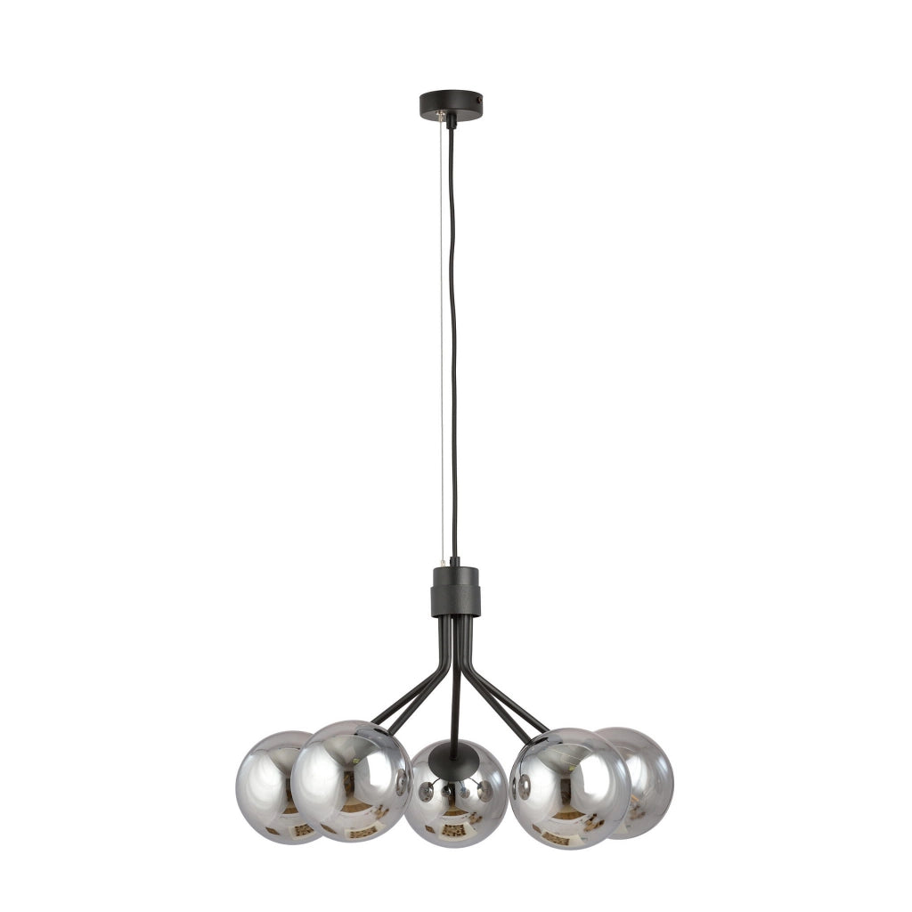 Lampadario Emibig Nova 5 luci E14 nero/argento vetro