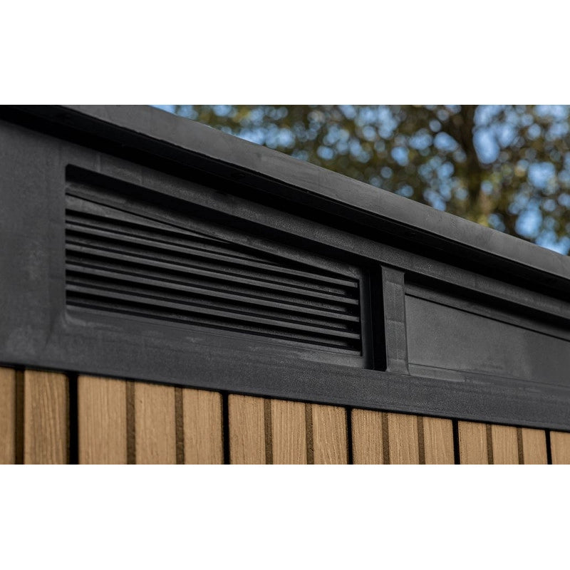 Casetta da giardino in resina effetto legno EVOTECH+ 342x218 cm - pavimento e doppia porta - carico neve 150 kg/m² – Pent 11x7 Signature Venetian - Keter