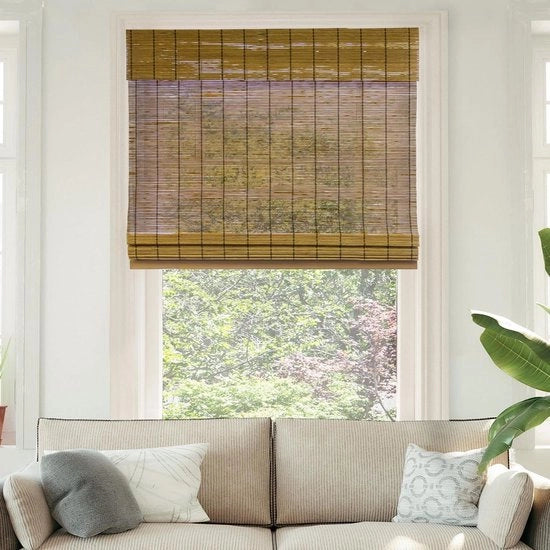 Lampenkap in bamboe, romano, senza fili - filtra la luce - ideale per soggiorno - sala da pranzo - camera da letto - 889 cm b x 1626 cm H - grigio scuro
