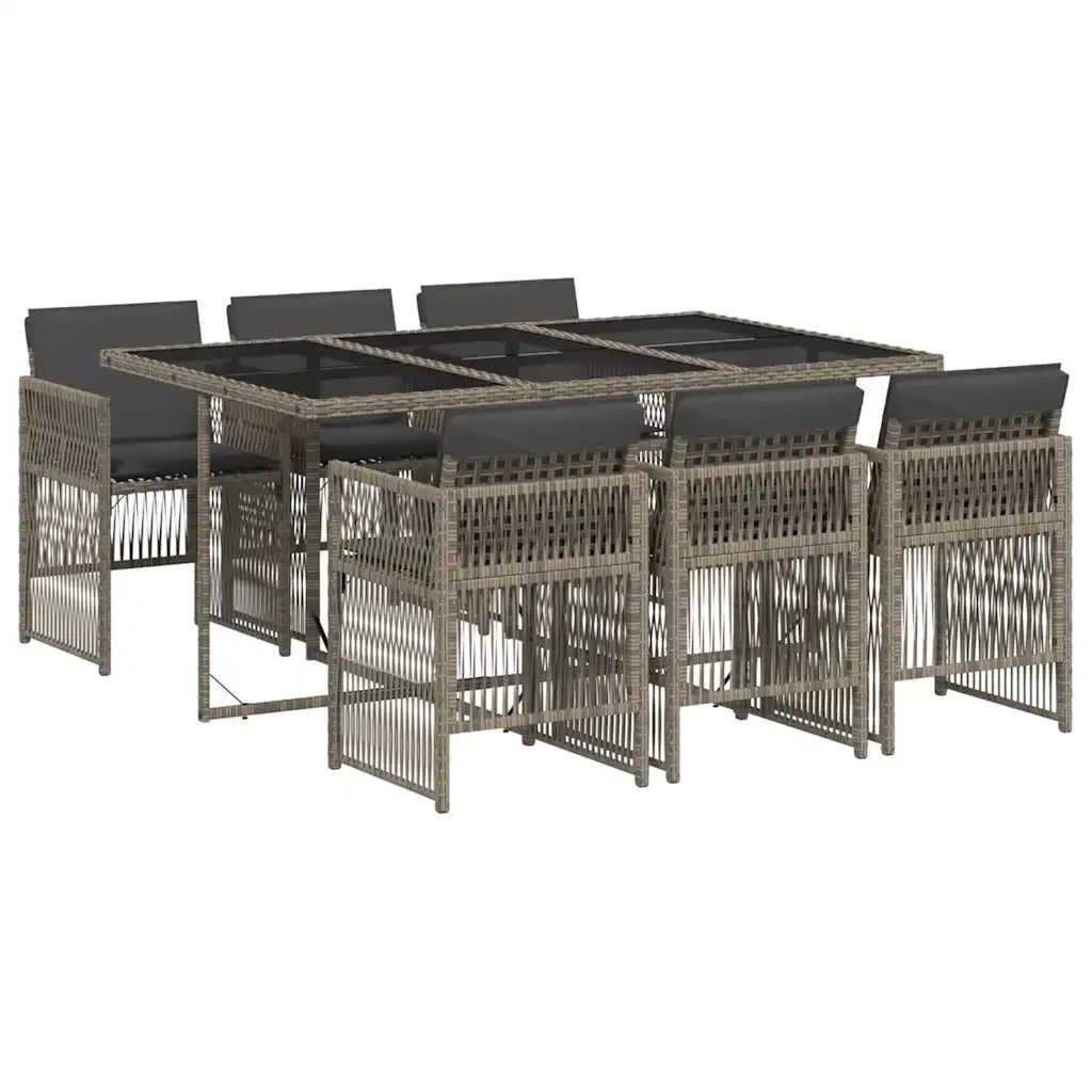Set da Pranzo da Giardino 7 pz con Cuscini in Polyrattan Grigio 3210908
