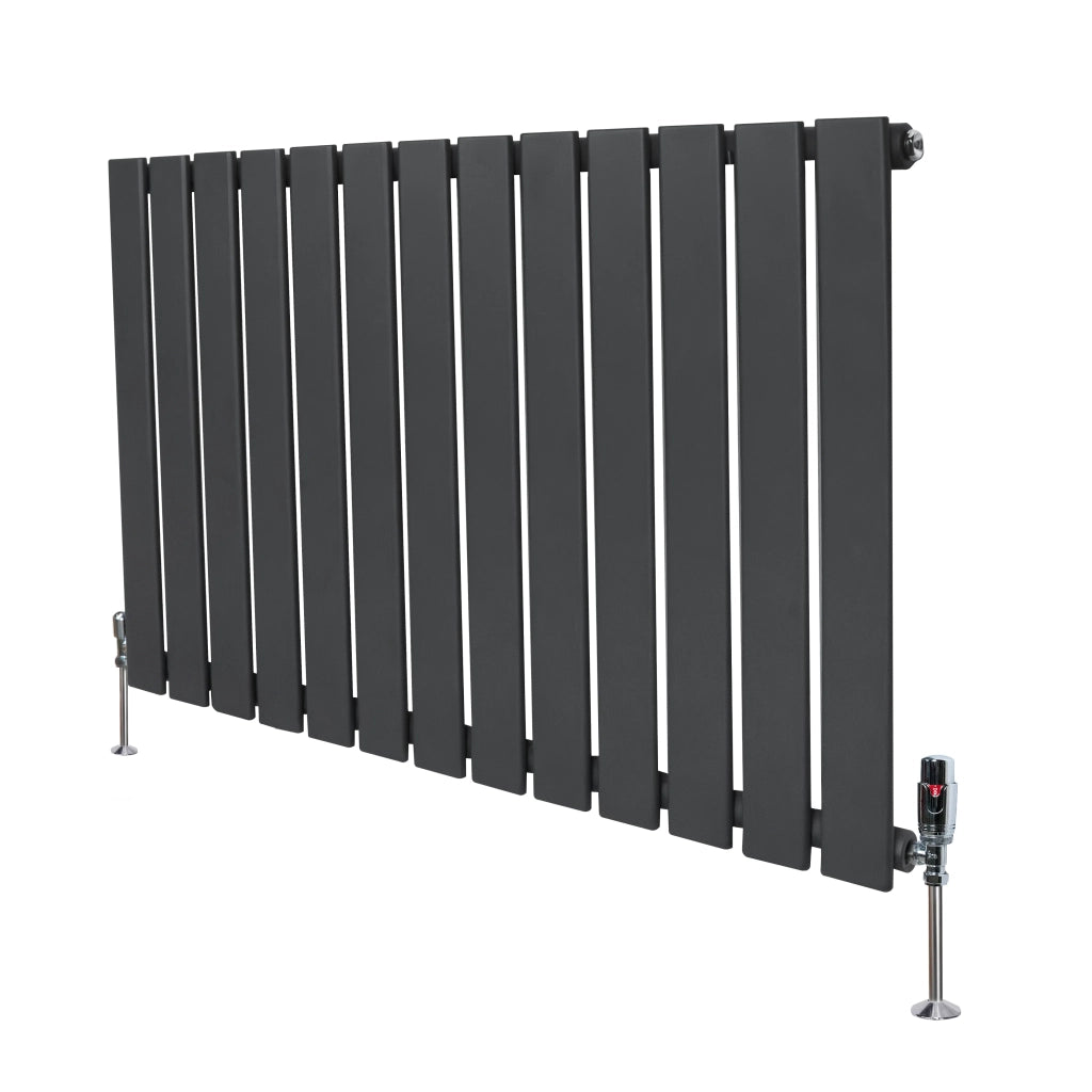 Radiatore Orizzontale 600 x 910 mm con Valvole TRV Grigio Antracite