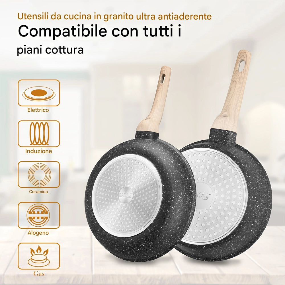Batteria Pentole e Padelle 21 Pezzi in Alluminio Pressofuso Antiaderente Nero