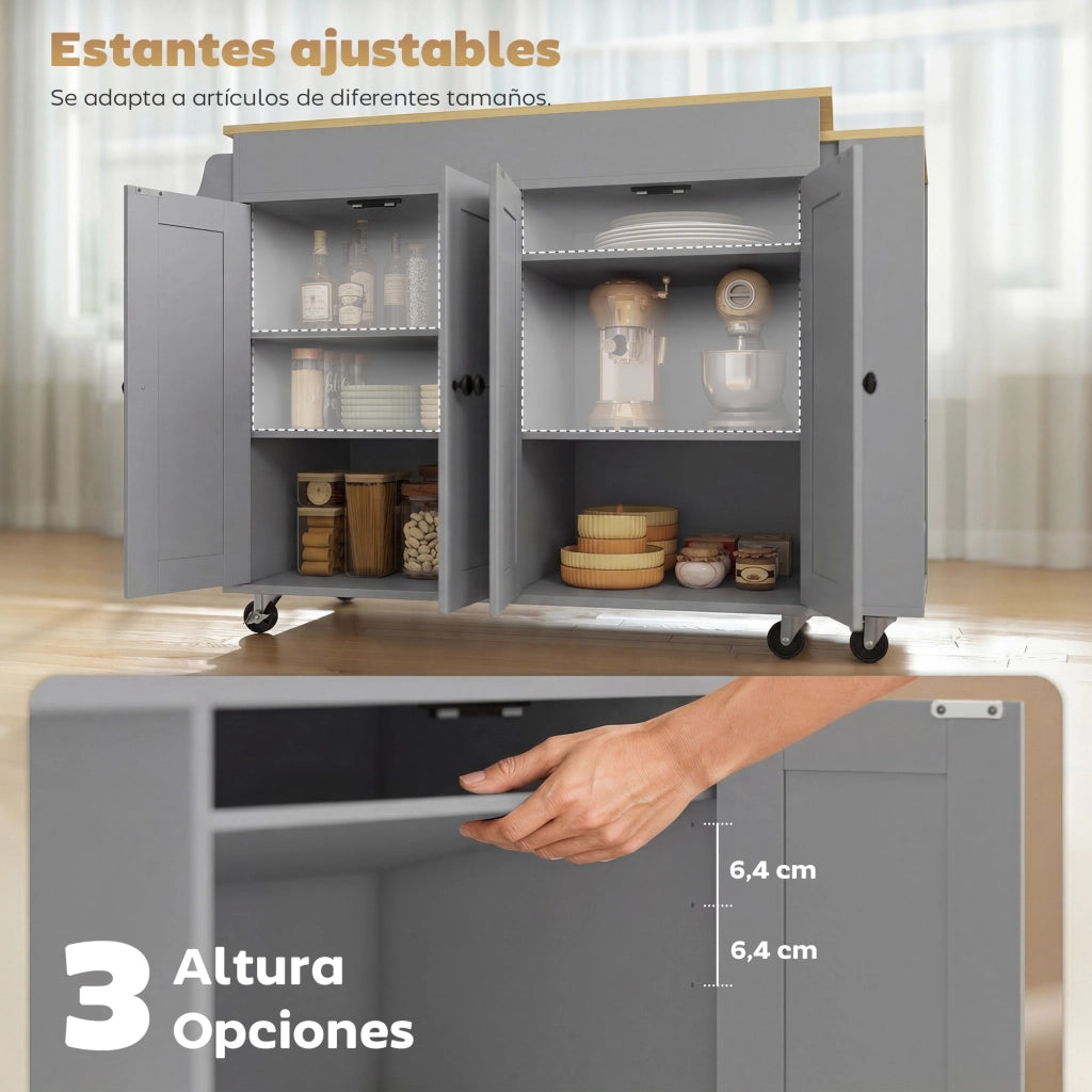 Isola Cucina con Ruote ¨C Zephmum ¨C Grigio