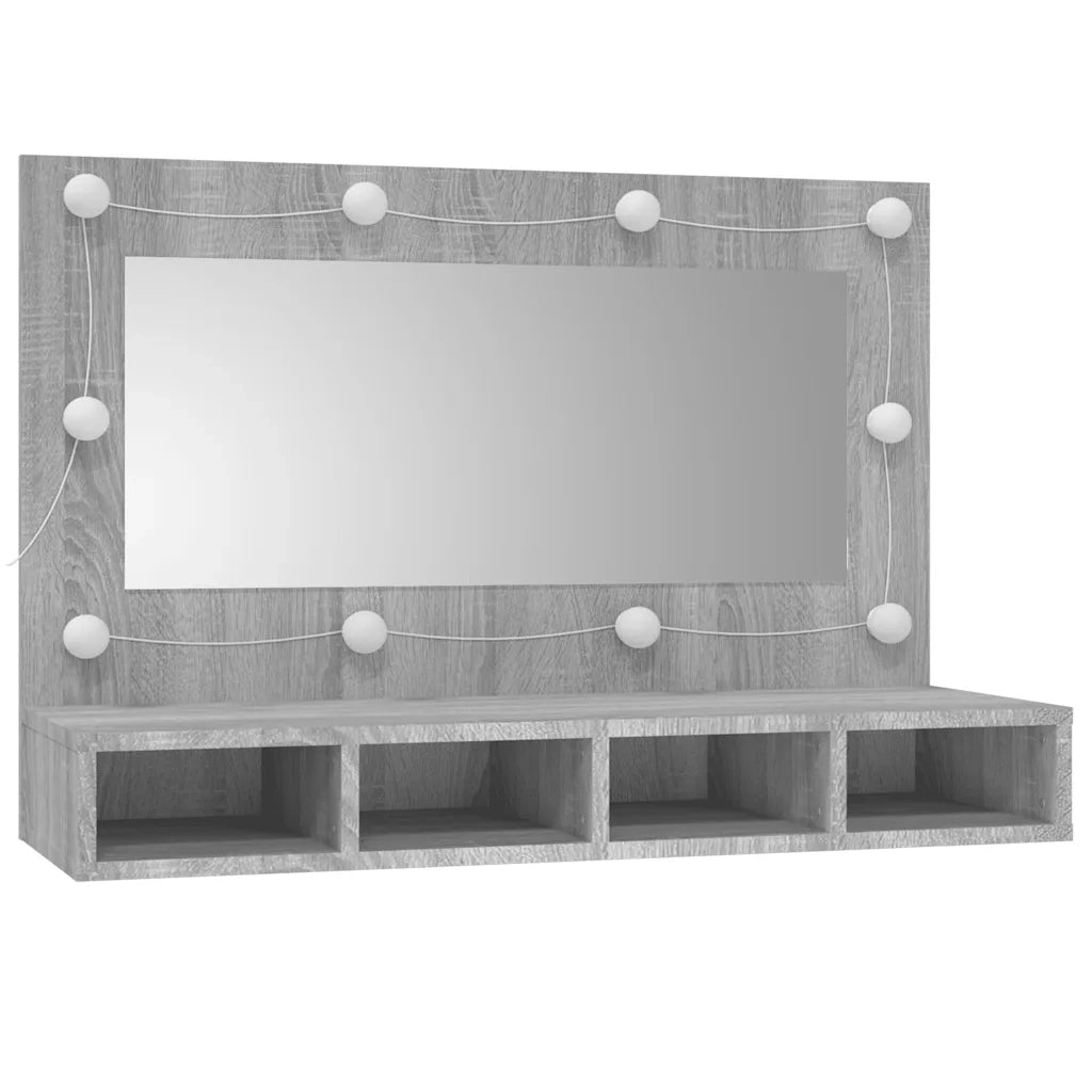 Mobile a Specchio con LED Grigio Sonoma 90x31,5x62 cm 820458
