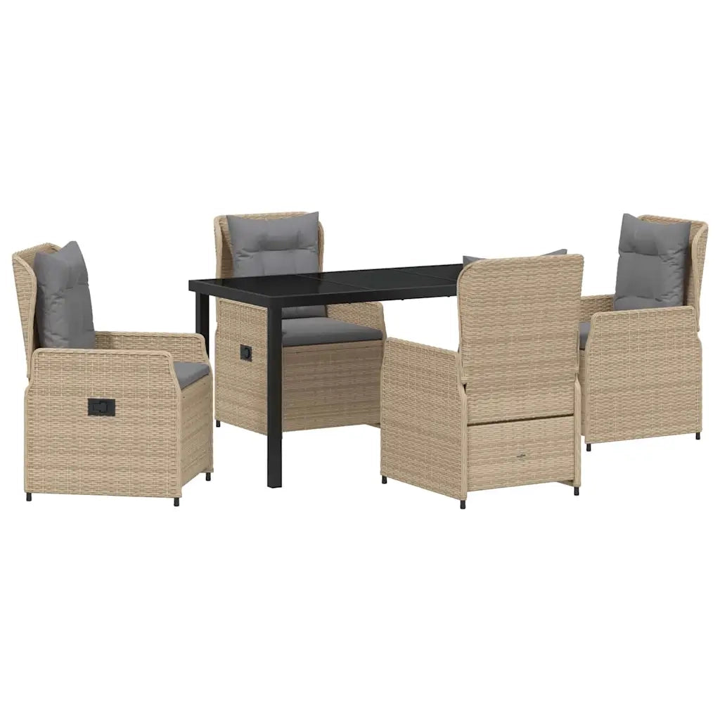 Set da Pranzo per Giardino 5 pcs Beige e Grigio Chiaro