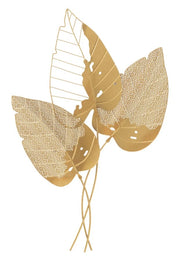 Pannello da Muro Autumn Leaf Oro 53x4x84,5 cm in Ferro