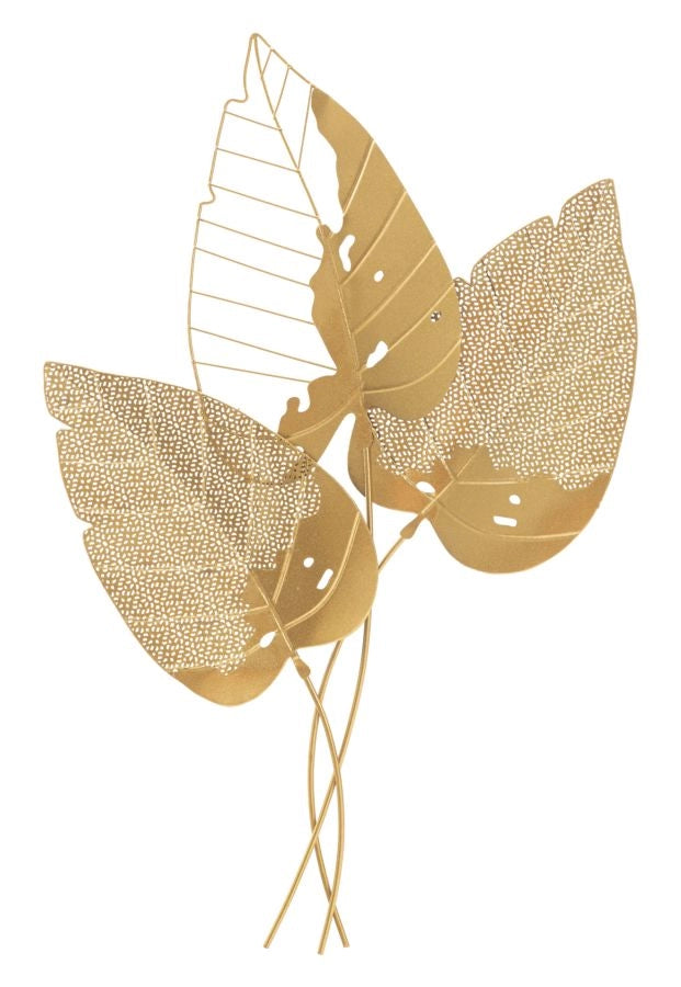 Pannello da Muro Autumn Leaf Oro 53x4x84,5 cm in Ferro