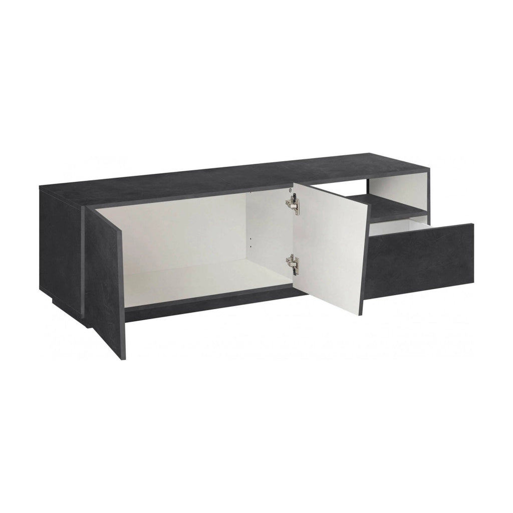 Mobile da soggiorno Porta Aiace, Made in Italy, Credenza per Aiace da salotto a 2 ante e 1 cassetto, cm 150x43h46, Grigio Ardesia