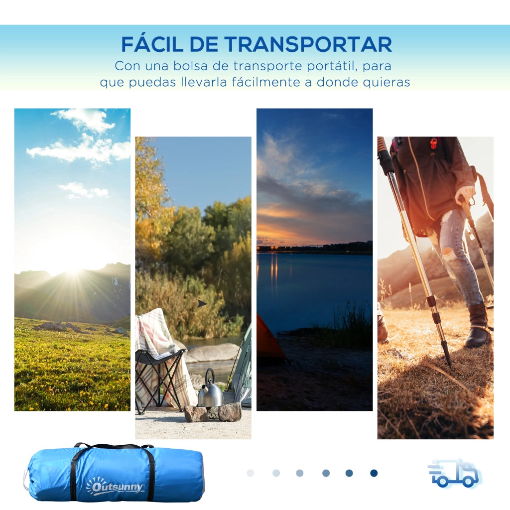 Tenda da Campeggio Familiare 4-6 Persone ¨C Xylo ¨C 2 Camere con Borsa 430x230x170cm Blu Bianco