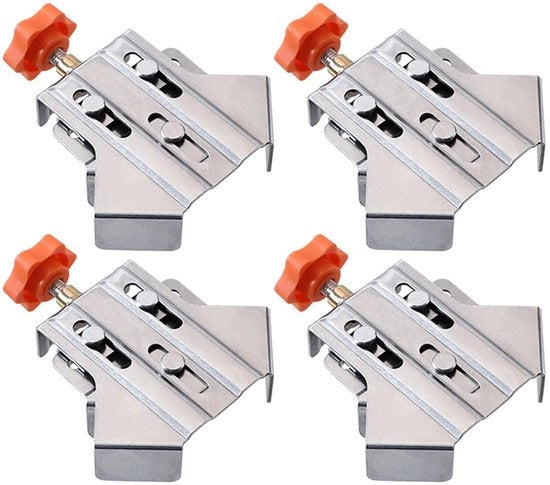 Supporto schiacciante multifunzionale 4 pezzi - angolo pieghevole - acciaio inox - lavorazione del legno - clip di fissaggio - lunga durata - chiusura
