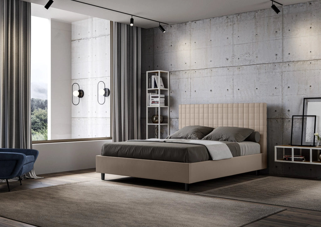 Letto Matrimoniale Francese 140x190 cm con Rete Sunny Tortora