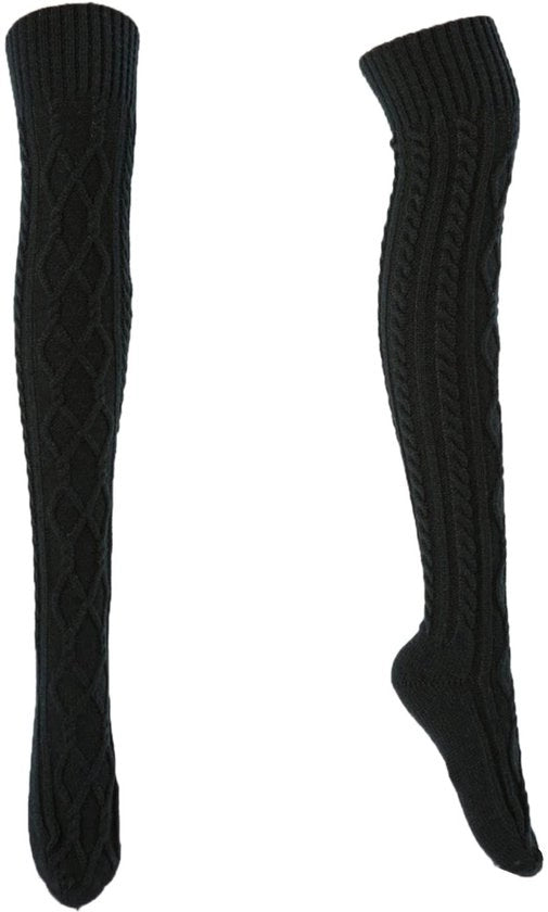 Calze da gamba per donna caldi a maglia - Calze a vita alta in lana - Calze lunghe - 60 cm di altezza - 1 coppia