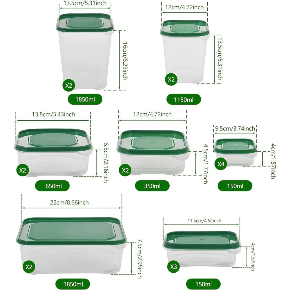Trade Shop - Set 17pz Contenitori Per Alimenti Con Coperchio Impilabili Trasparenti Microonde -