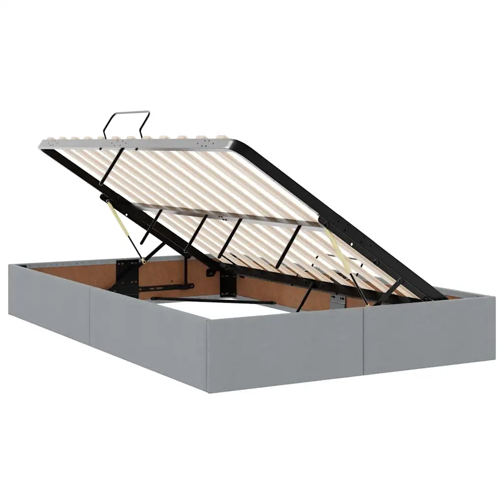 Letto con contenitore e LED Grigio chiaro 120 x 190 cm Tessuto 3371193