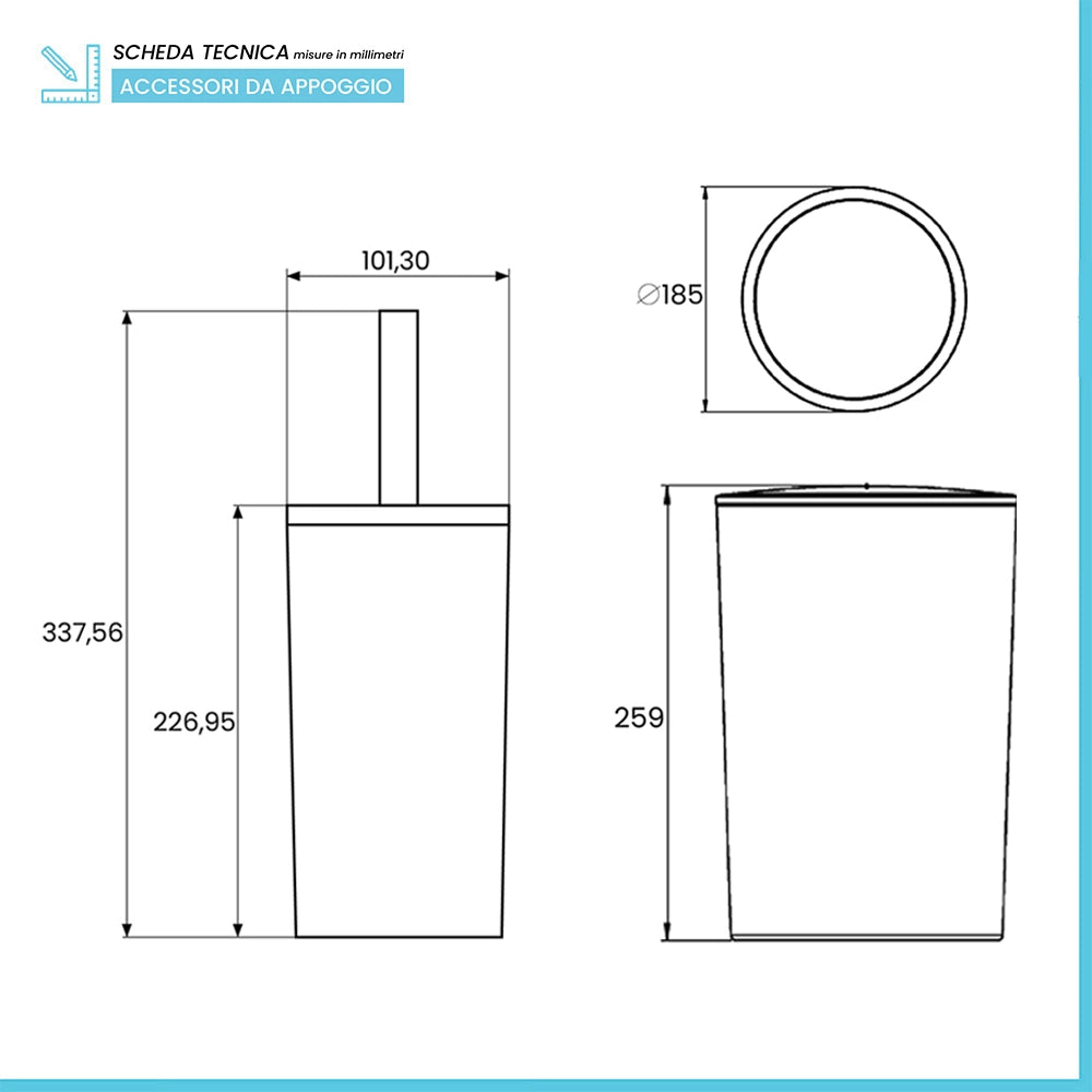 Set accessori bagno da appoggio 5 pezzi in plastica beige Glim