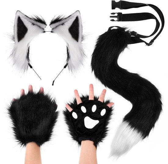 Set di Vossenoren per Cosplay - Accessori di Pelliccia di Vossenoren - Coda - Cintura per la Testa - Feste di Animali - Imitazione di Pelliccia di Alta Qualità