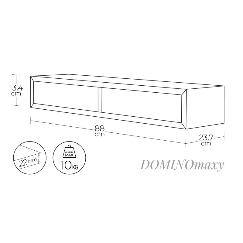 Mensola da Muro con Cassetto, Comodino Sospeso, Mensola da Parete, Bianco, 88,2x13,4 p23,7 cm - Domino Maxi