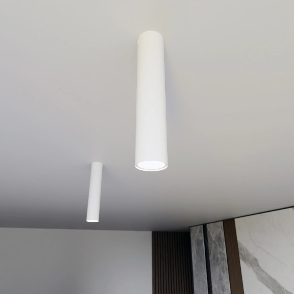 Plafoniera Moderna Faretto Marduk 1 Luce Acciaio Bianco 30 Cm