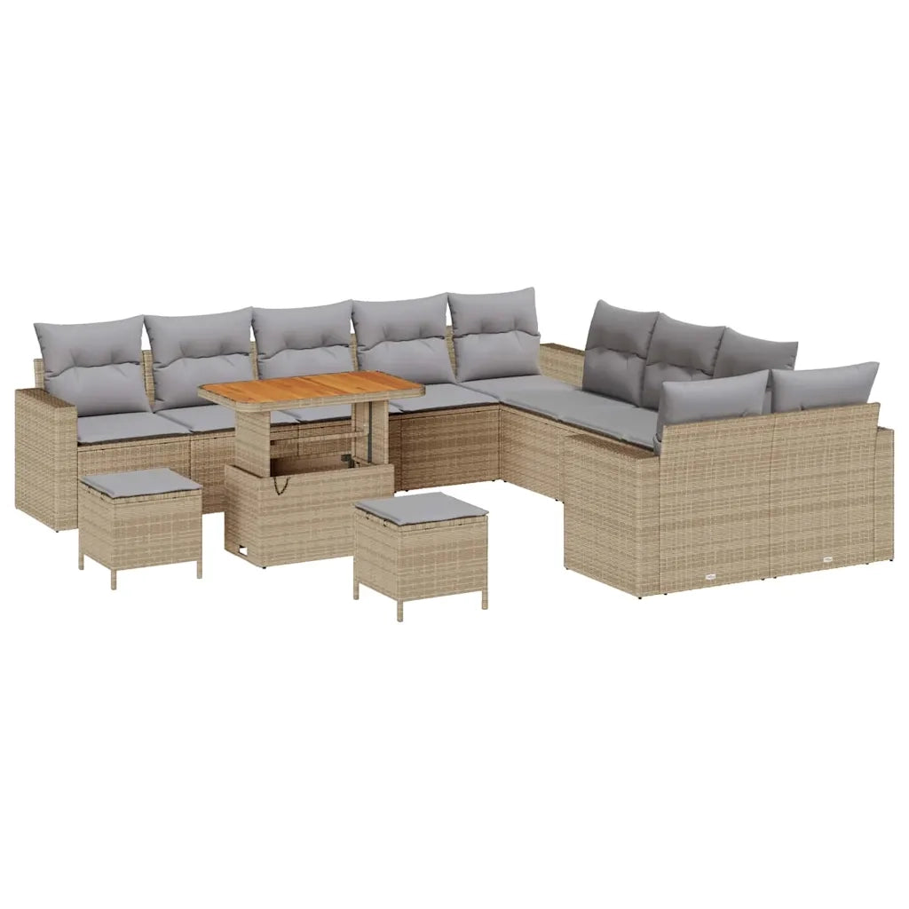 Set Divano da Giardino 17 pcs Beige e Grigio Chiaro polyrattan