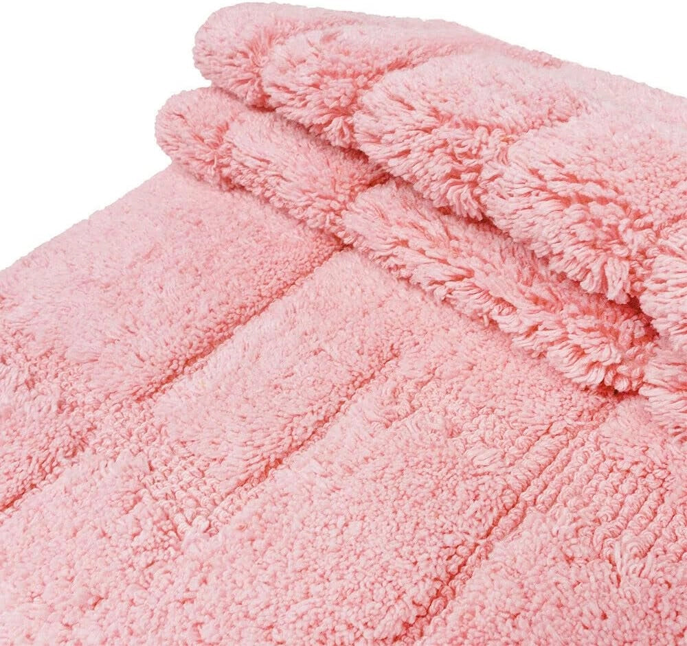 Tappeto Bagno Puro Cotone Morbido 3D Camera Sendiletto Elegante Lavabile Rosa 55x90 cm