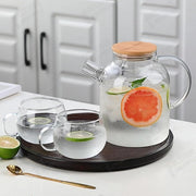 Karaf in vetro con coperchio - 1,8L - per bevande calde e fredde come caffè, latte, tè freddo, vino e succo