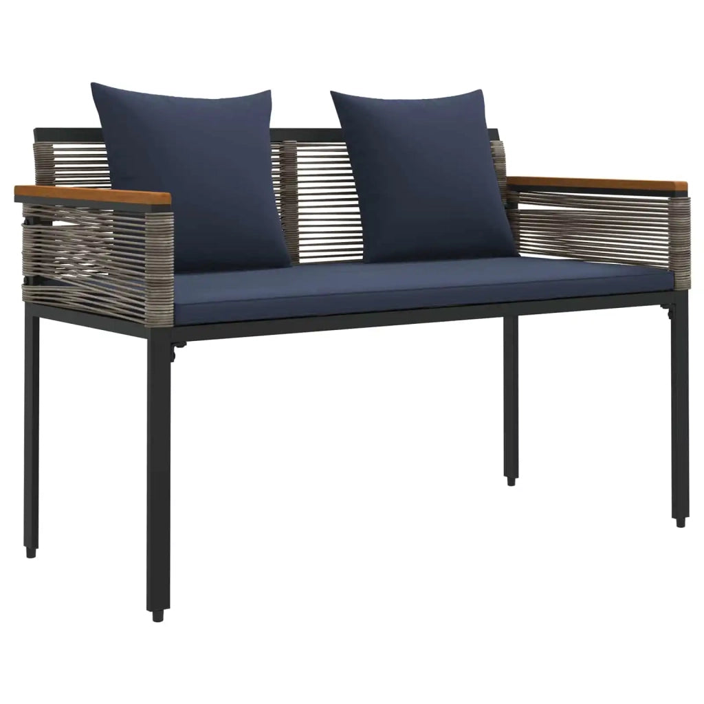 Set di Mobili da Esterno 4 pcs Grigio e Blu Navy Rattan in PE