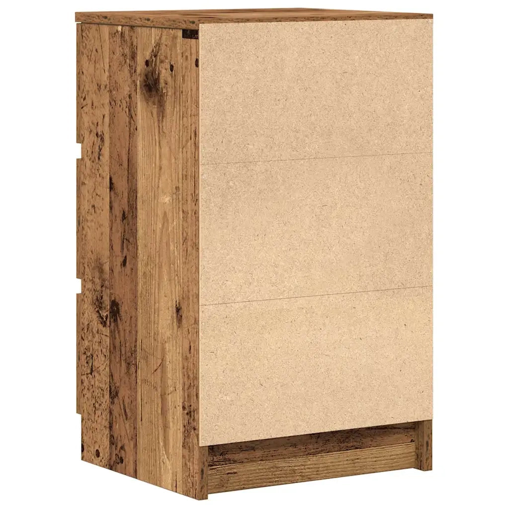 Set di 2 Comodini | Armadio da Notte | Mobiletto da notte con 3 Cassetti Legno Antico 39x35x65 cm