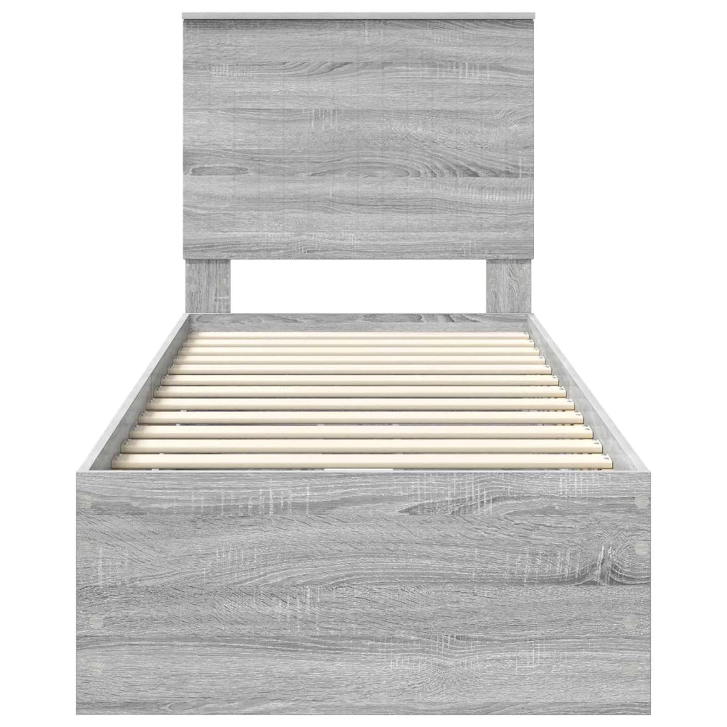 Struttura del letto con cassetto-Giroletto con contenitore-Rete del Letto Grigio Sonoma 75 x 190 cm 951549