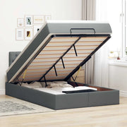 Pouf Letto con Materasso e LED Grigio Scuro 120x200 cm Tessuto