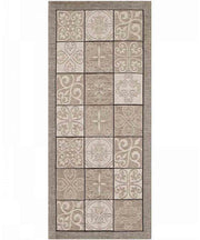 Tappeto disegno MAIOLICA TORTORA decorazione piastrelle ceramica, passatoia cucina multiuso lavabile in lavatrice e anti-scivolo cm.55x190