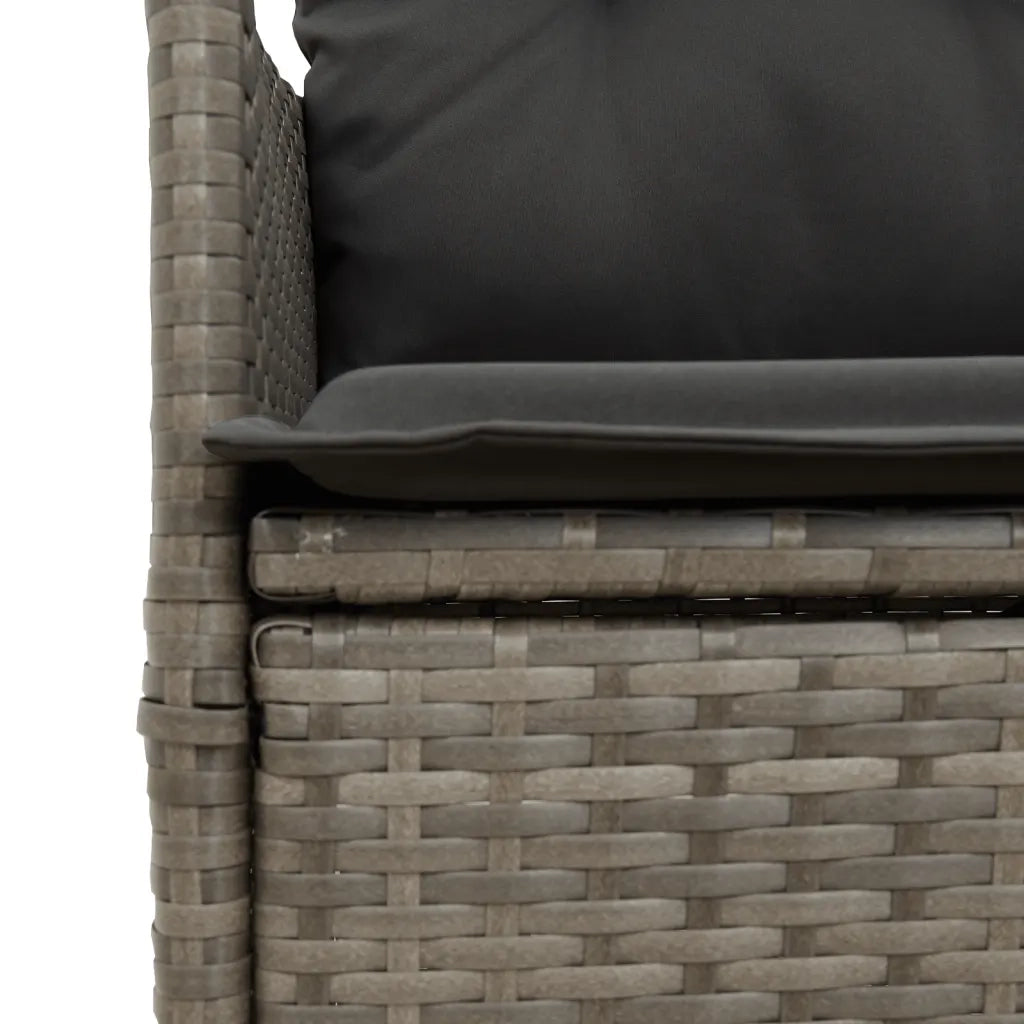 Set da Pranzo da Giardino 7 pz con Cuscini in Polyrattan Grigio