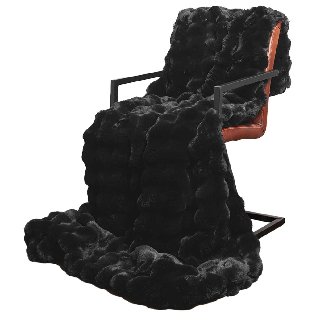 Coperta antiscivolo in finta di coniglio Olite 4 pcs Nero