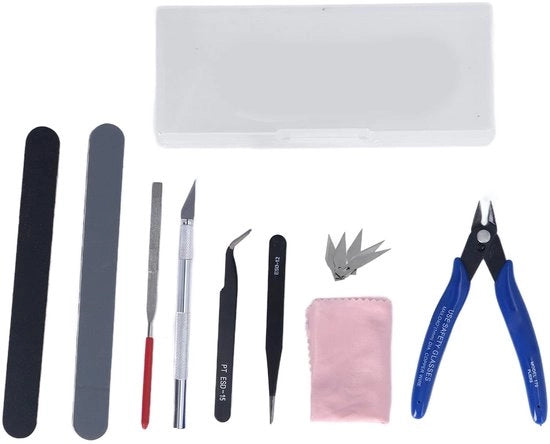 Set di attrezzi di alta qualità in acciaio - Puntatutto inclinabile - Pinza/multifunzione - Spatola/carta da cucina - Lappone/sfregiatutto - Duraturo per la stampa 3D - Attrezzatura per modellismo