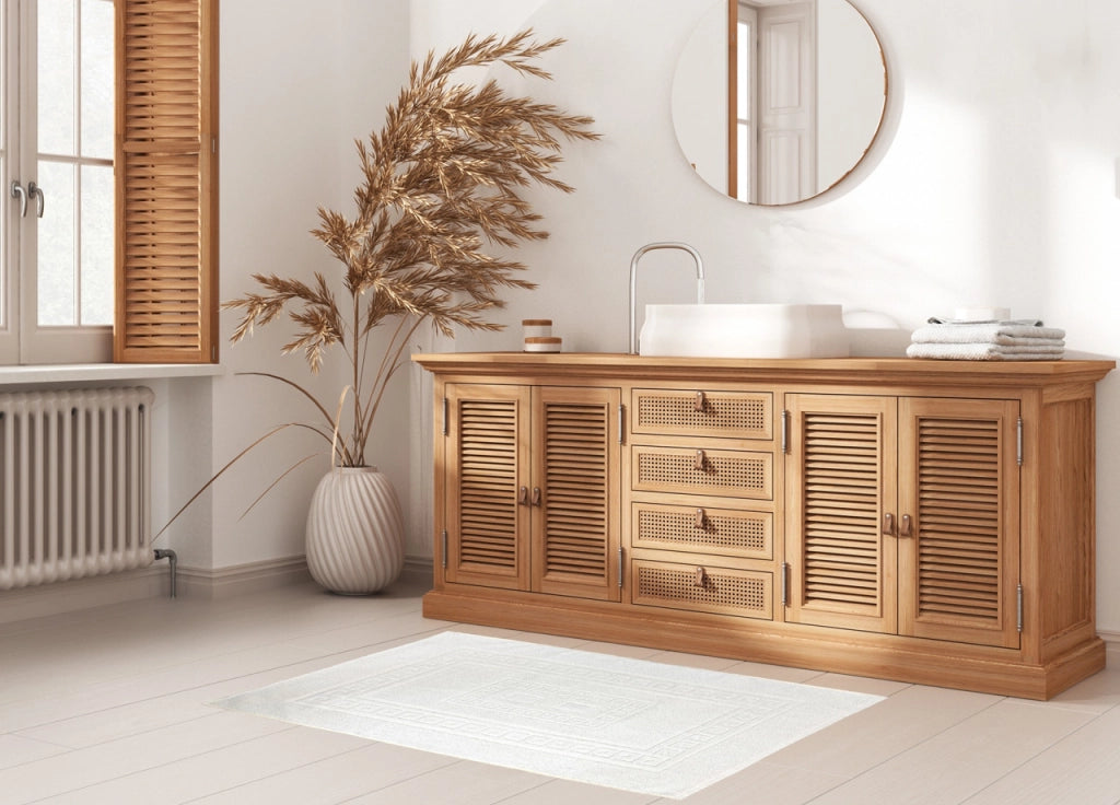 Tappeto Da Bagno Disegno Torino Colore Bianco - 60x180 - Bianco