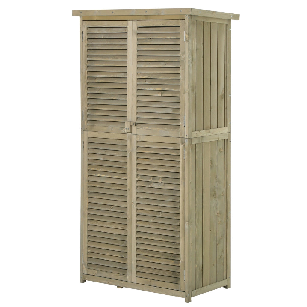 EasyComfort Casetta in Legno da Giardino con Tetto Impermeabile, Armadio da Esterno Porta Attrezzi da Giardino con 4 Scompartimenti, 87x46.5x160cm, Grigio