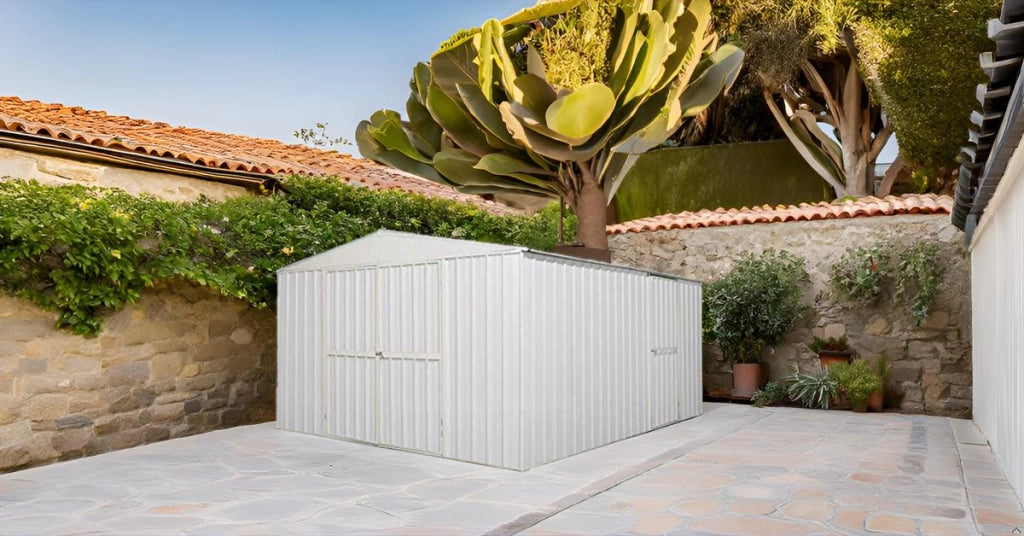 Garage deposito lamiera Box in Acciaio Zincato 360x430cm x h2.10m - 185KG - 15,48mq - BIANCO