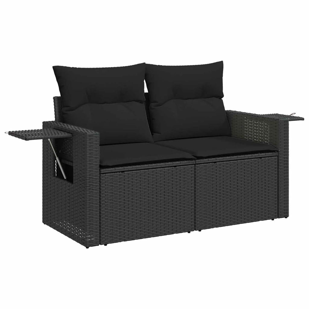 Set Divano da Giardino con cuscino 11 pcs Nero polyrattan 3363714