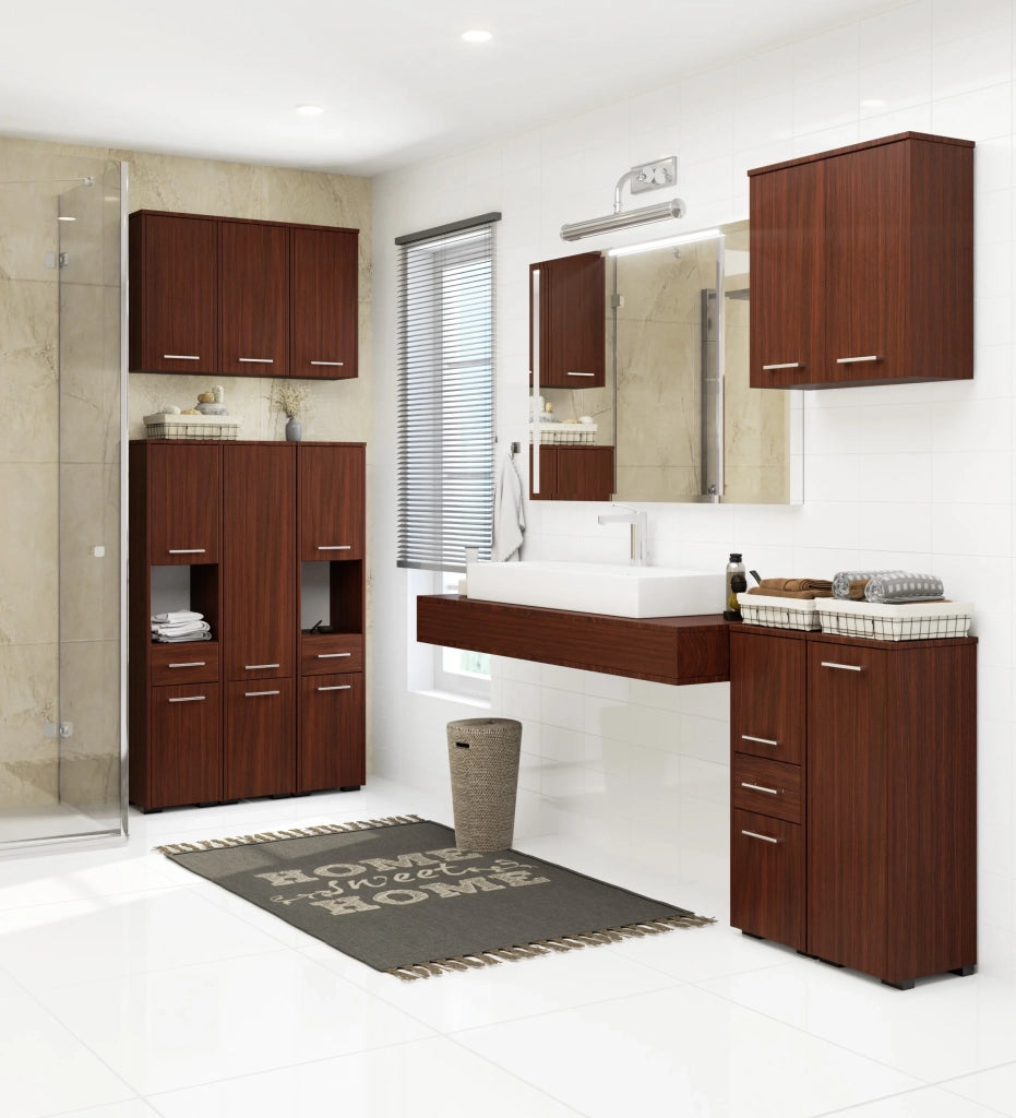 Mobile bagno sospeso AKORD FIN Wengé 60 cm 2 ante 60x22,5x60 cm