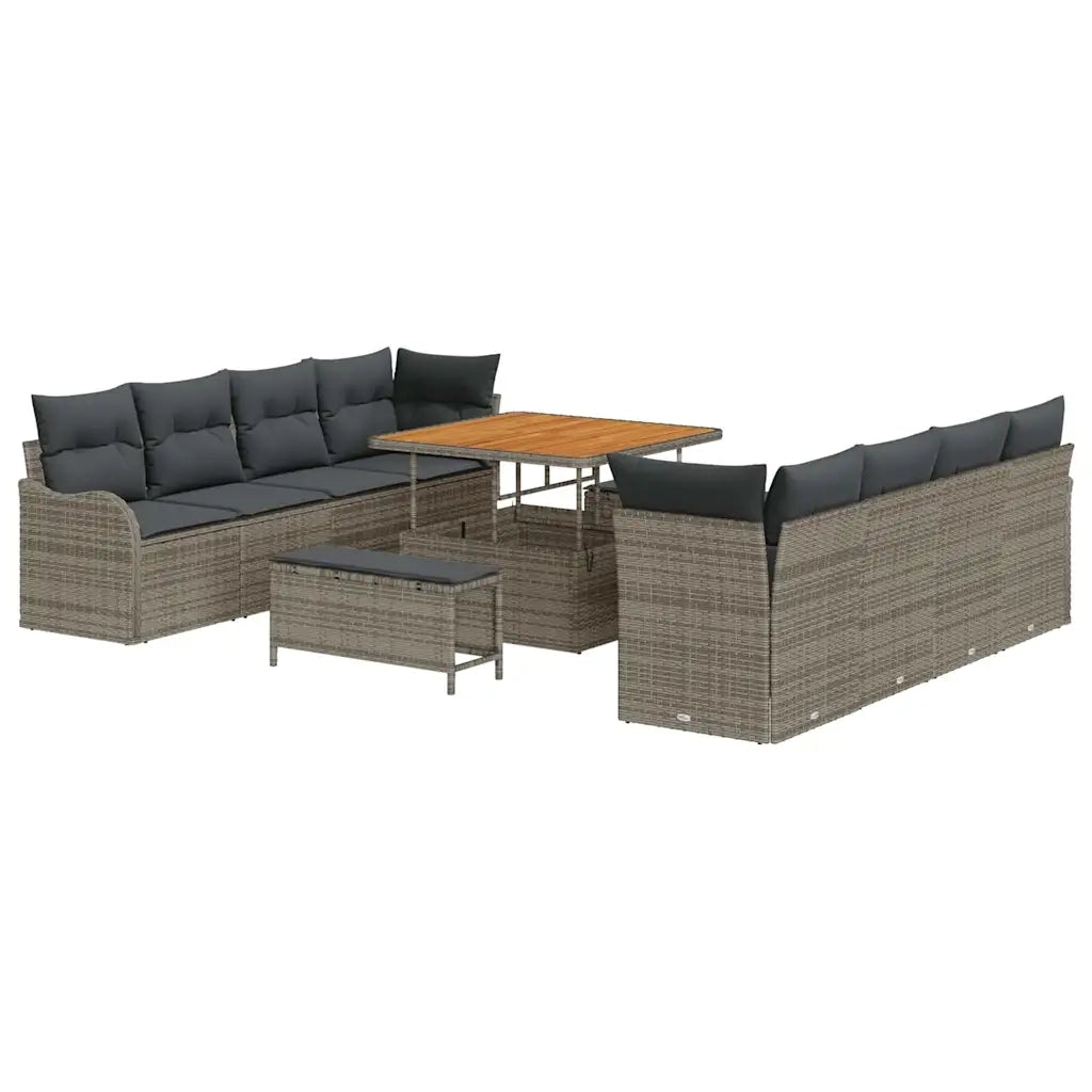 Set Divano da Giardino con cuscino 11 pcs Grigio 3364198