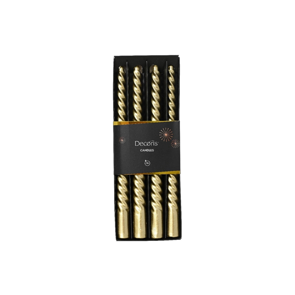 Box 4 Candele torciglione oro H25cm
