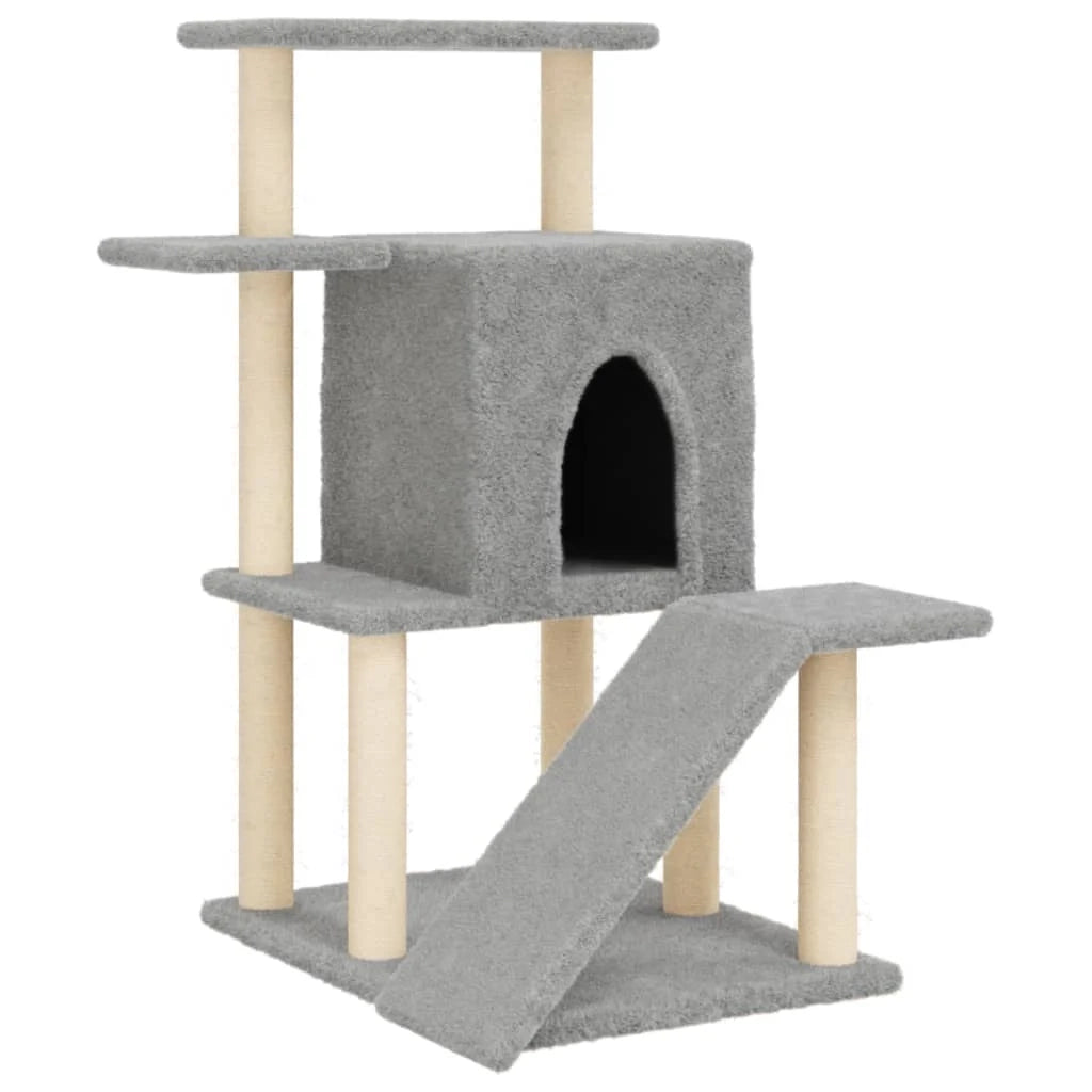 Tiragraffi per gatti torre per arrampicata giocattolo piattaforma per arrampicata con tiragraffi in sisal leggero 97 cm grigio 02_0022634