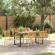 Set da Pranzo per Giardino 7 pcs Beige e Marrone polyrattan