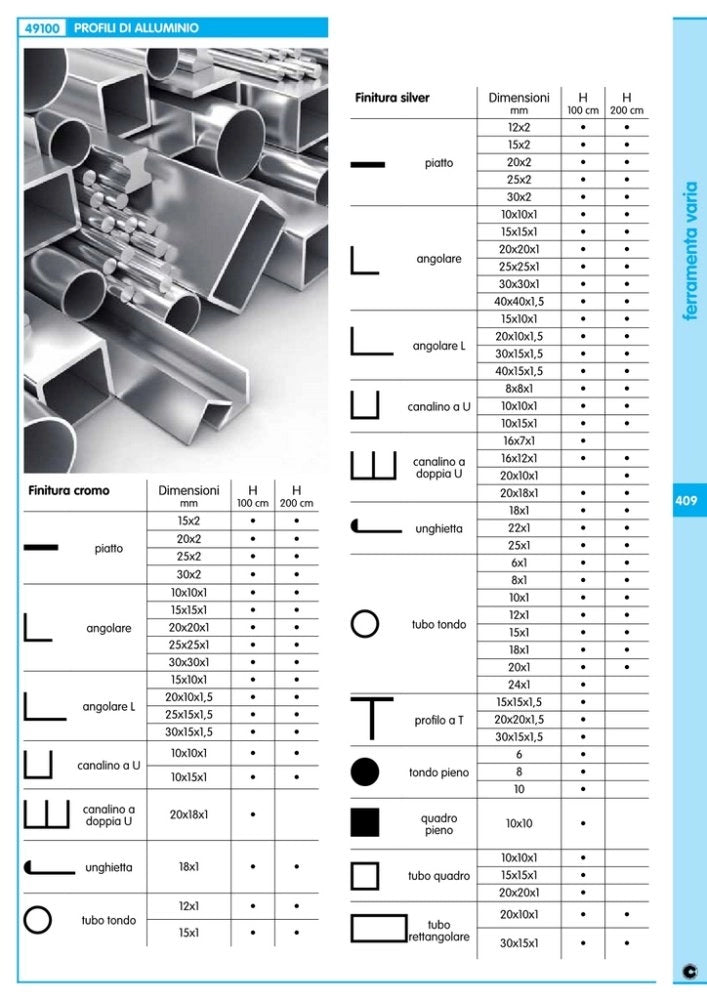 5pz profilo argento h.100 cm piatto 15x2 mm cod:ferx.32394