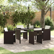 Set da Pranzo per Giardino 5 pcs Marrone polyrattan